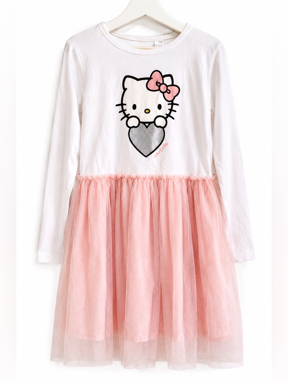 H&M Hello Kitty Tulle Dress | Girls Size 10 | Pink Glitter Mesh | Long Sleeve